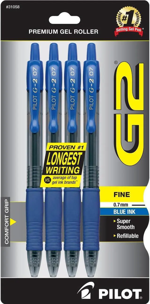Alt view image 2 of 6 - Pilot Gel Pen Retractable/Refillable Fine Point 4/PK Blue 31058