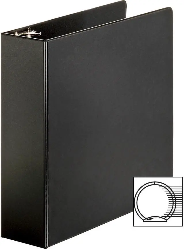 Alt view image 3 of 7 - Business Source Round Ring Binder 3" Capacity 11"x8-1/2" Black 09978