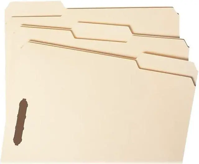Alt view image 14 of 18 - Smead 1/3 Tab Cut Letter Recycled Fastener Folder - 8 1/2" x 11" - 2 x 2K Fastener(s) - Top Tab Location - Assorted Position Tab Position - Manila - Manila - 10% - 50 / Box