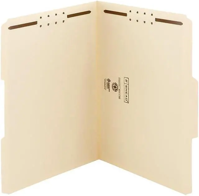 Alt view image 15 of 18 - Smead 1/3 Tab Cut Letter Recycled Fastener Folder - 8 1/2" x 11" - 2 x 2K Fastener(s) - Top Tab Location - Assorted Position Tab Position - Manila - Manila - 10% - 50 / Box
