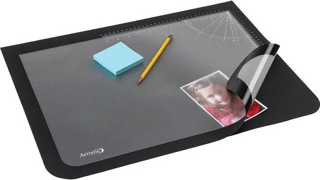Alt view image 2 of 6 - Artistic Lift-Top Pad Desktop Organizer with Clear Overlay 22 x 17 Black 41700S