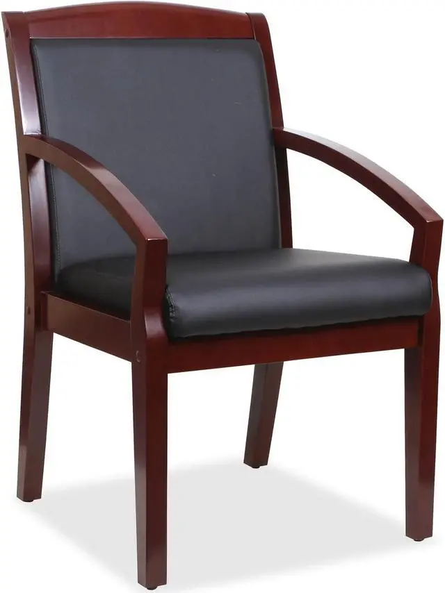 Main image of Lorell Wood Guest Chair 23-1/4"x24-3/8"x34" Black/Mahogany 20020