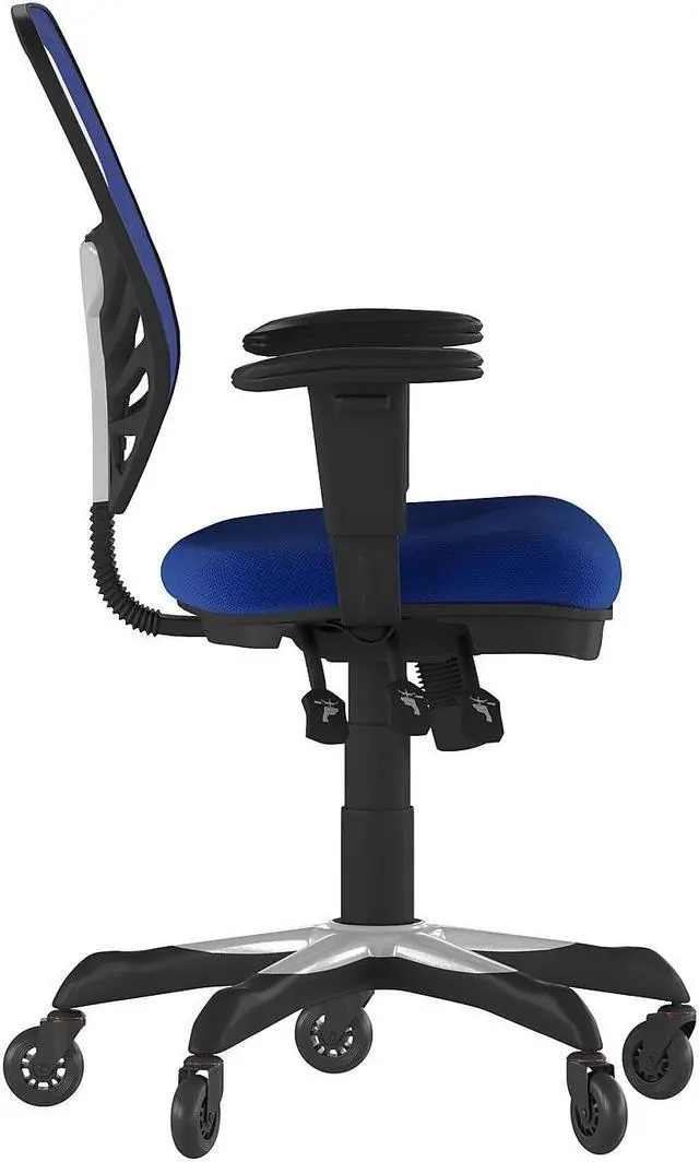 Alt view image 5 of 20 - Flash Furniture Nicholas Ergonomic Mesh Swivel Executive Office Chair with Transparent Roller Wheels Blue (HL0001BLRLB)