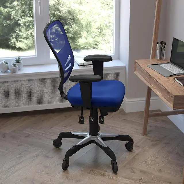 Alt view image 16 of 20 - Flash Furniture Nicholas Ergonomic Mesh Swivel Executive Office Chair with Transparent Roller Wheels Blue (HL0001BLRLB)