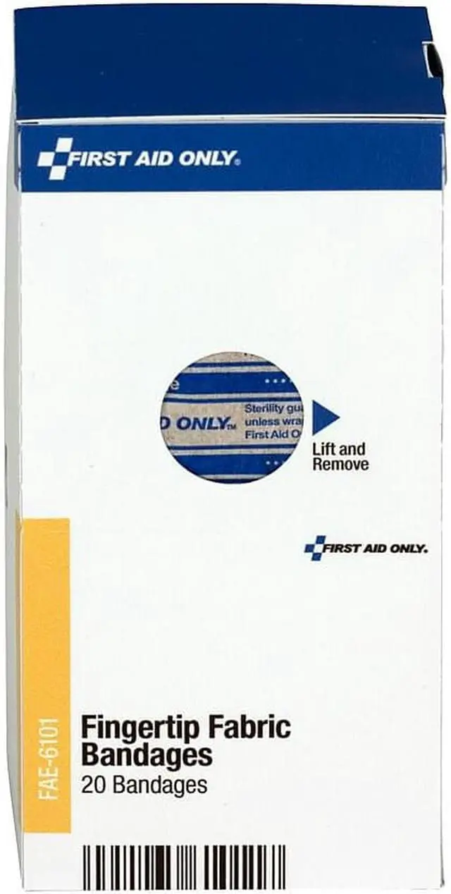 Alt view image 7 of 7 - First Aid Only Refill f/SmartCompliance Gen Business Cabinet Fingertip Fabric Bandages 20/Bx FAE6101