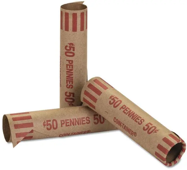 Alt view image 6 of 6 - Coin-Tainer Preformed Tubular Coin Wrappers Pennies $.50 1000 Wrappers/Box 20001