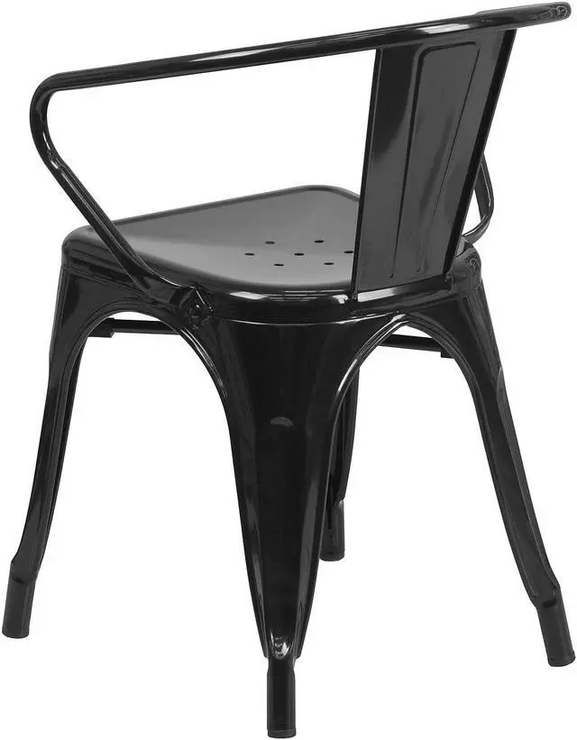 Alt view image 11 of 15 - FLASH FURNITURE 4-CH-31270-BK-GG Black Metal Indoor-Outdoor Chair with Arms