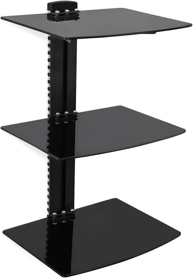 Alt view image 7 of 7 - Mount-It! Adjustable Floating Wall Mounted |Three Black Tempered Glass Shelves