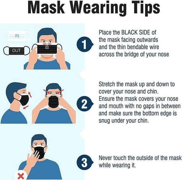 Alt view image 13 of 14 - WeCare Disposable Face Mask, 4-Ply with Ear Loop (50 Individually Wrapped) - Black