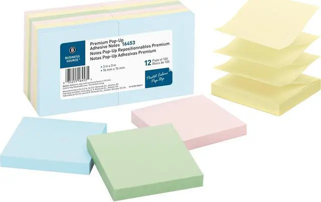 Main image of Post-it Pop-up Recycled Notes in Bora Bora Colors 3 x 3 90-Sheet 6/Pack R3306SST