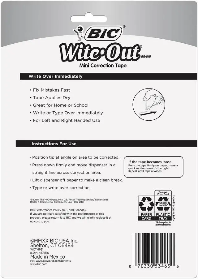 Alt view image 17 of 18 - BIC Wite-Out Brand Exact Liner Correction Tape Non-Refillable 4/Pack WOELP418