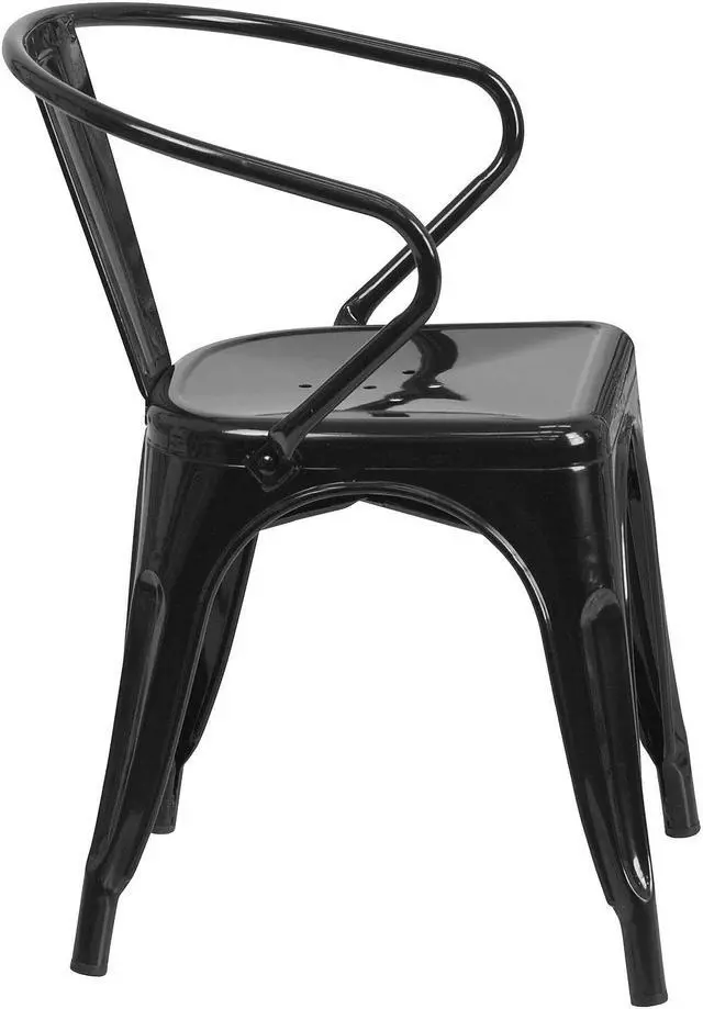 Alt view image 13 of 15 - FLASH FURNITURE 4-CH-31270-BK-GG Black Metal Indoor-Outdoor Chair with Arms