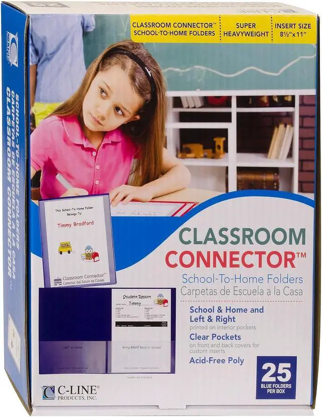 Alt view image 19 of 19 - C-Line Classroom Connector Folders 9"x11-3/4" 25/BX Blue 32005