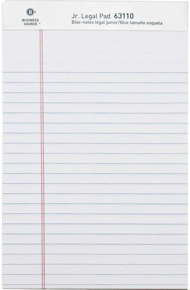 Alt view image 5 of 5 - Business Source Legal Pads Jr. Legal Ruled 50 Sht 5"x8" 12Pack WE 63110