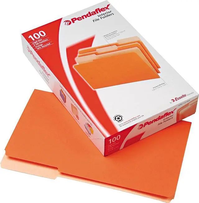 Alt view image 7 of 7 - Pendaflex Interior File Folders 1/3 Cut Top Tab Legal Orange 100/Box 435013ORA