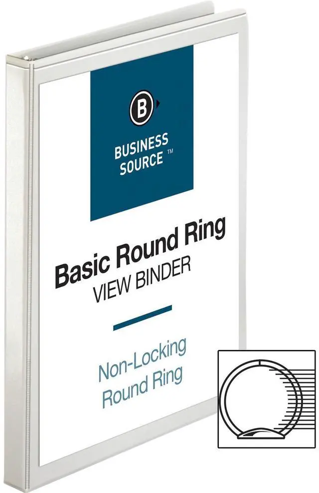 Main image of Business Source View Binder w/ 2 Inside Pockets 1/2" Capacity White 09951