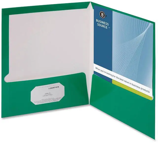 Alt view image 7 of 7 - Business Source Two-Pocket Folders with Business Card Holder