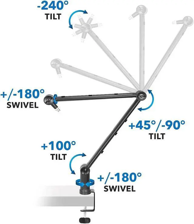 Alt view image 11 of 11 - Mount-It! Adjustable Microphone Boom Arm | Clamp Included | Podcast Microphone Holder