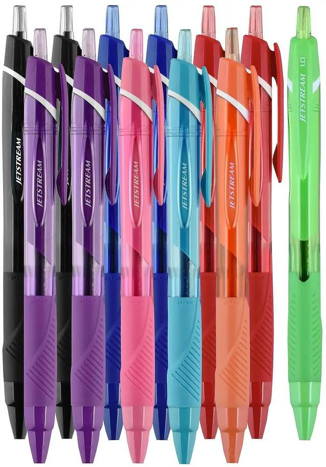 Alt view image 6 of 17 - Uni-ball Jetstream Elements Ballpoint Pen Medium 1 mm Assorted Ink 12 Pack 70171