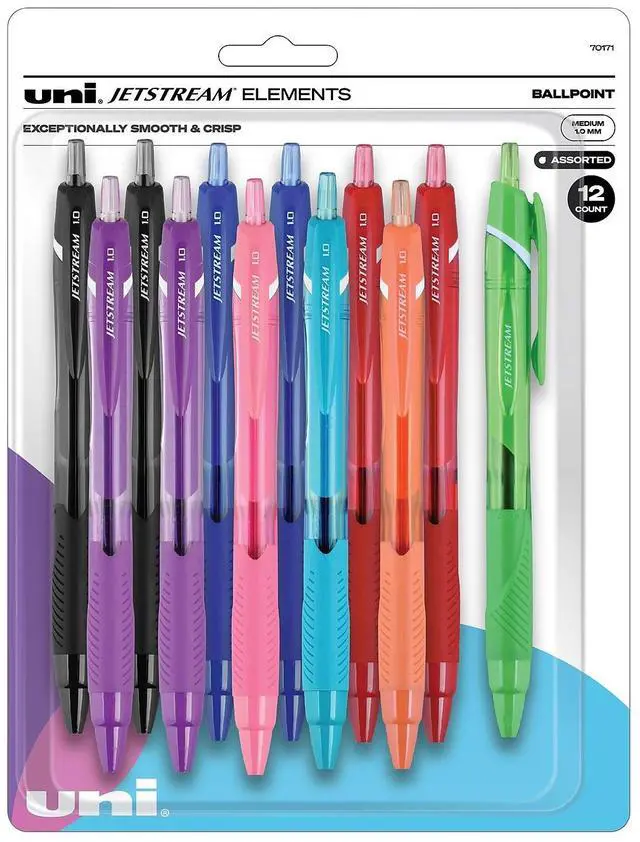 Alt view image 4 of 17 - Uni-ball Jetstream Elements Ballpoint Pen Medium 1 mm Assorted Ink 12 Pack 70171