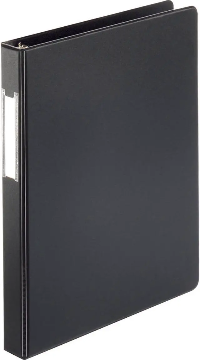 Main image of Business Source Round Ring Binder w/Label Holder 1" Cap. 11"x8-1/2" BK 28559