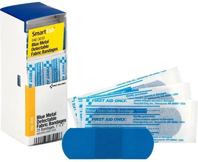 Alt view image 16 of 20 - First Aid Only Refill f/SmartCompliance Gen Cabinet Blue Metal Detectable Bandages 1x3 25/Bx FAE3010