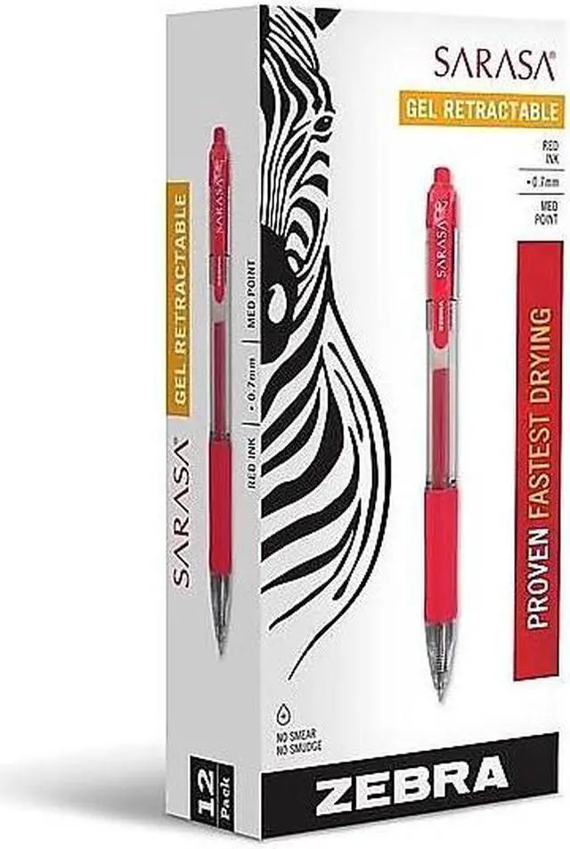 Alt view image 12 of 12 - Zebra Sarasa Retractable Gel Pen Red Ink Medium Dozen 46830