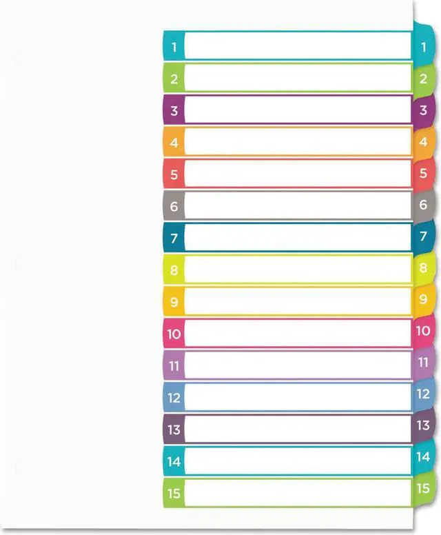 Main image of Avery Ready Index Table of Contents Dividers Multicolor Tabs 1-15 Letter 11845