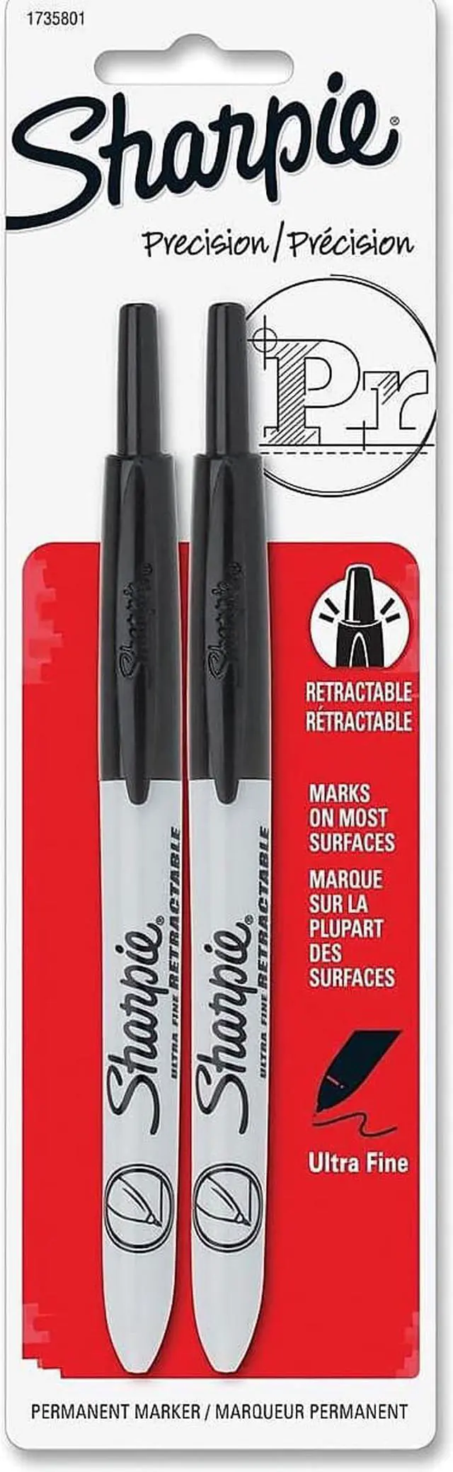 Alt view image 2 of 6 - Sharpie Markers Retractable Ultra Fine 2/PK Black 1735801