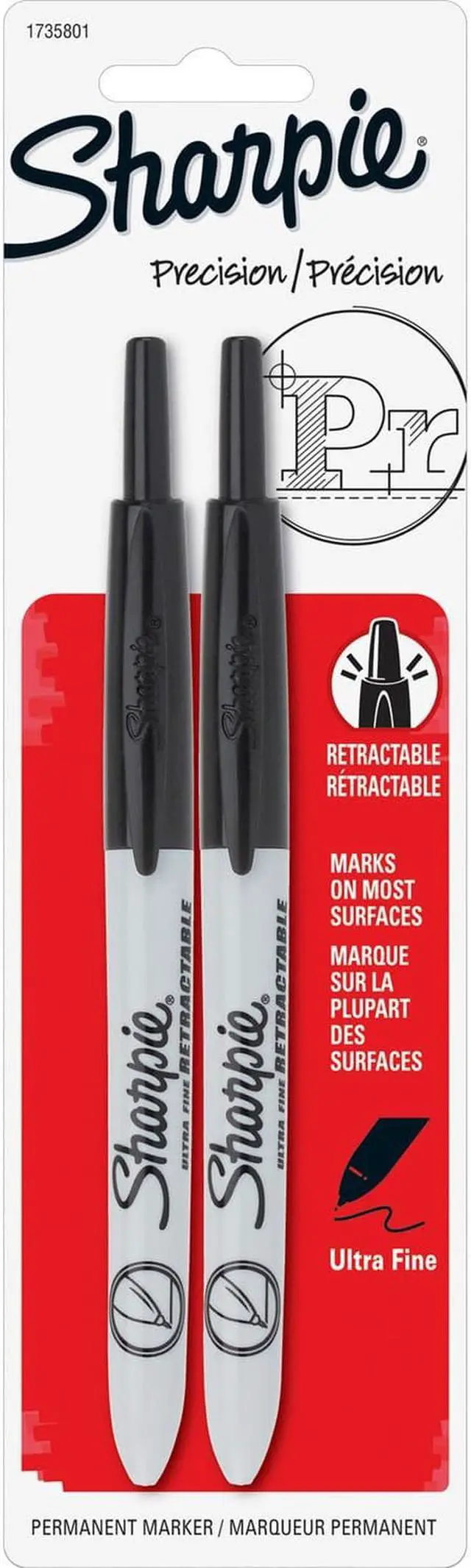 Main image of Sharpie Markers Retractable Ultra Fine 2/PK Black 1735801