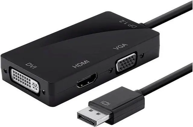 Alt view image 9 of 12 - Monoprice DisplayPort 1.2a to 4K HDMI, Dual Link DVI, and VGA Passive Adapter, Black (112802)