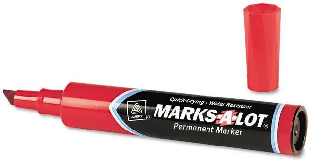 Alt view image 11 of 11 - Regular Desk Style Permanent Marker Chisel Tip Red Dozen