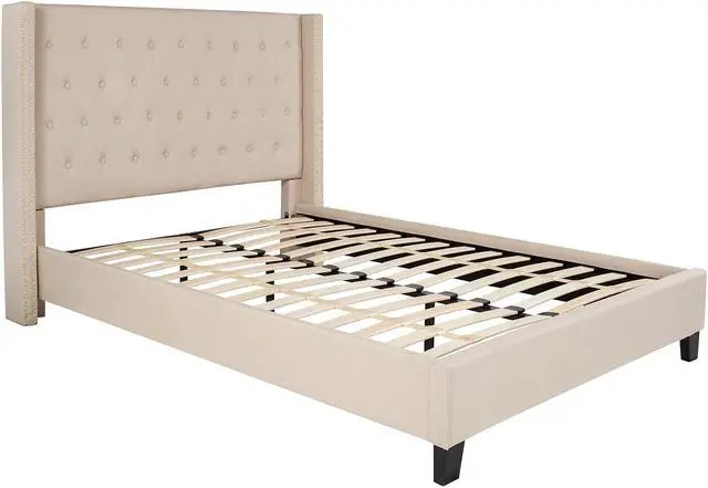 Alt view image 13 of 20 - Riverdale Full Size Tufted Upholstered Platform Bed in Beige Fabric