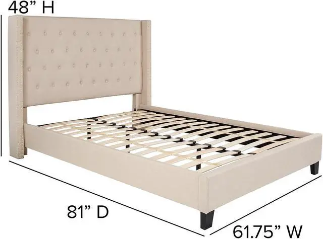 Alt view image 11 of 20 - Riverdale Full Size Tufted Upholstered Platform Bed in Beige Fabric