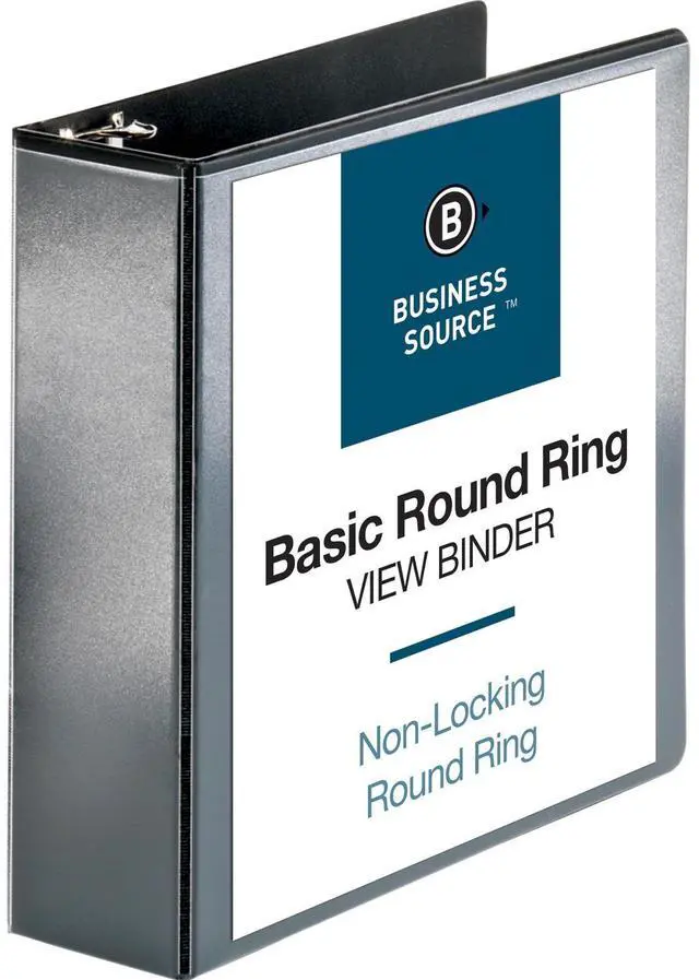 Main image of Business Source View Binder w/ 2 Inside Pockets 3" Capacity Black 09958