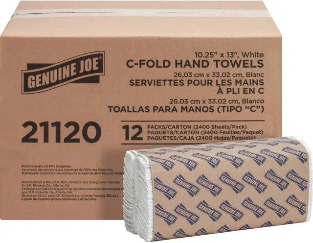 Alt view image 4 of 5 - Genuine Joe C-Fold Towels 1-Ply 13"x10-1/8" 200 Towels/PK 12/CT WE 21120