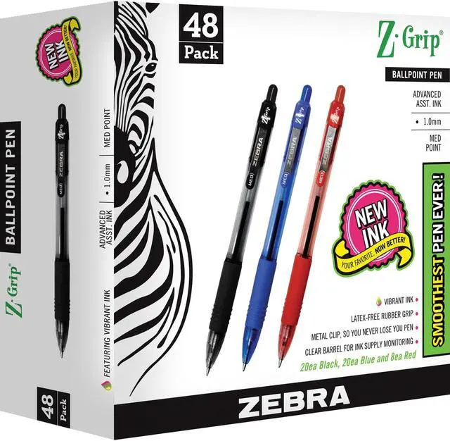 Alt view image 7 of 13 - ZEBRA PEN CORP. Z-Grip Retractable Ballpoint Pen Assorted Ink Medium 48/Pack 22048