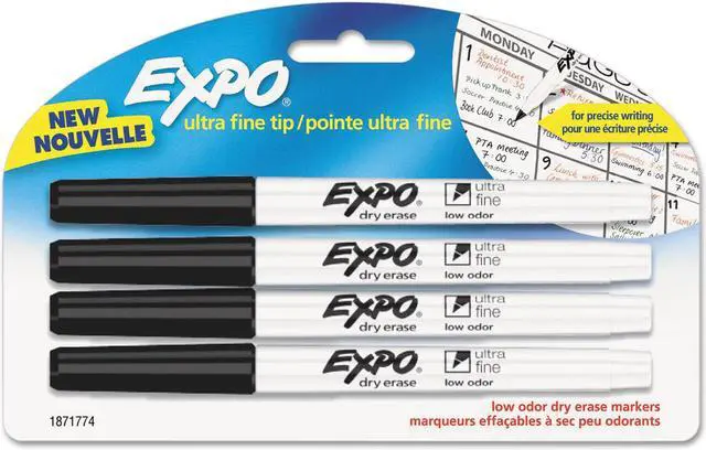 Main image of EXPO Low-Odor Dry-Erase Marker Ultra Fine Point Black 4/Pack 1871774