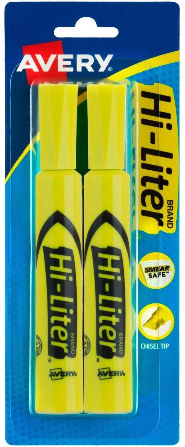 Alt view image 3 of 13 - Avery Highlighter Chisel Point 2/CD Fluorescent Yellow 24081