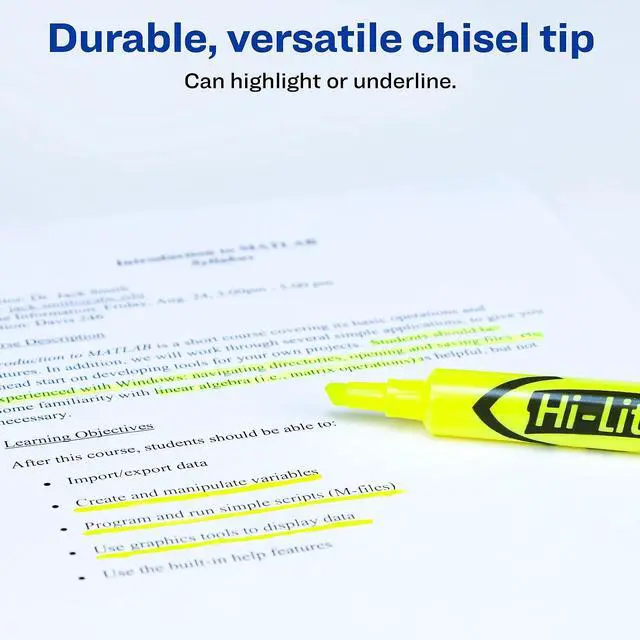 Alt view image 9 of 13 - Avery Highlighter Chisel Point 2/CD Fluorescent Yellow 24081