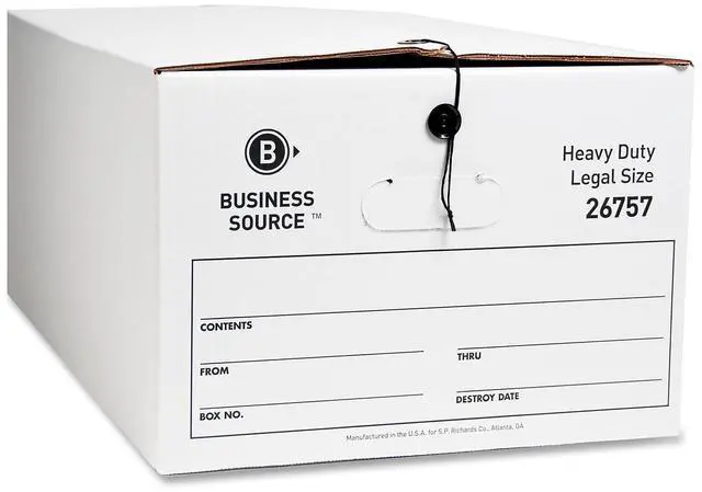 Alt view image 2 of 6 - Business Source Storage Box Legal 700 lbs 15"x24"x10" 12/CT White 26757