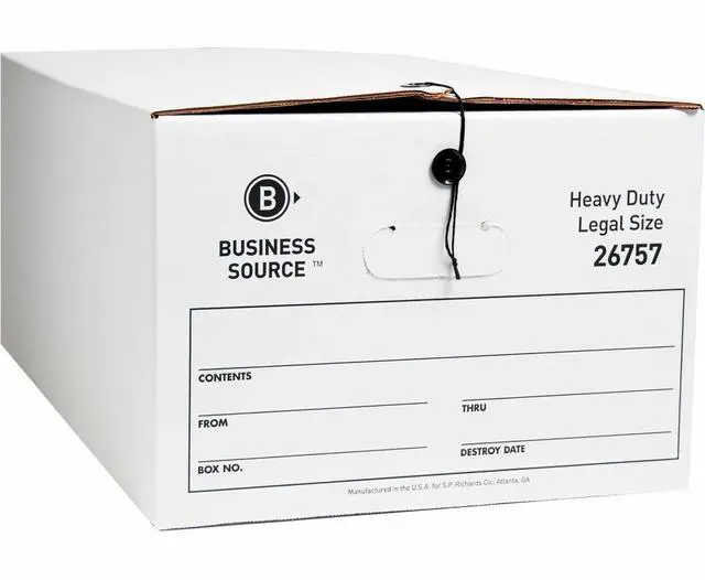 Main image of Business Source Storage Box Legal 700 lbs 15"x24"x10" 12/CT White 26757