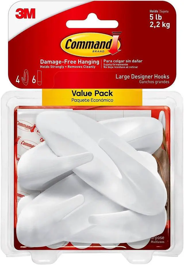 Alt view image 2 of 13 - Command Designer Large Plastic Hook, White, Pack of 4 (17083VP)