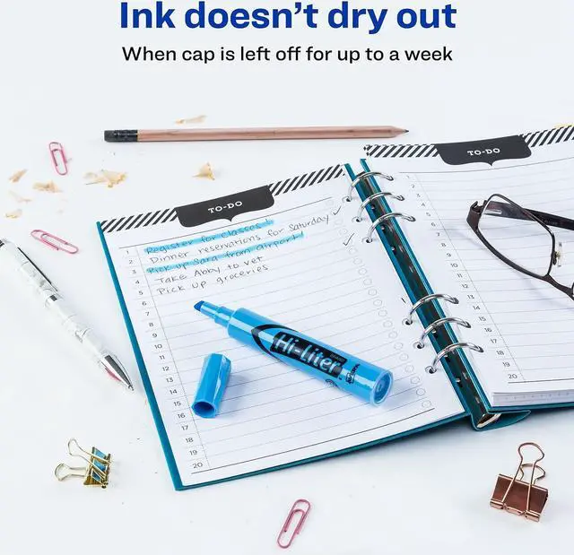 Alt view image 7 of 10 - Avery 07746 Desk Style Highlighter, Chisel Tip, Light Blue Ink, 1 Dozen