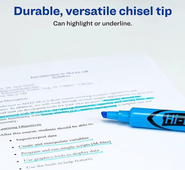 Alt view image 6 of 10 - Avery 07746 Desk Style Highlighter, Chisel Tip, Light Blue Ink, 1 Dozen