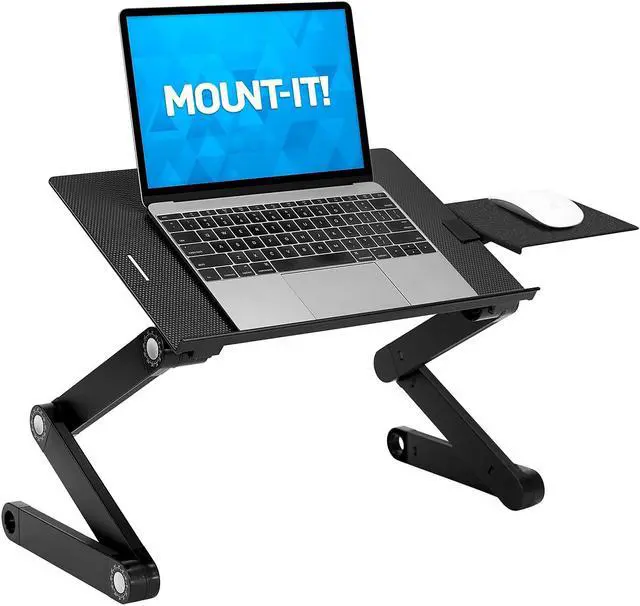 Alt view image 10 of 15 - Mount-It! Adjustable Laptop Stand with Built-In Cooling Fan | Fits Up to 17" Screens