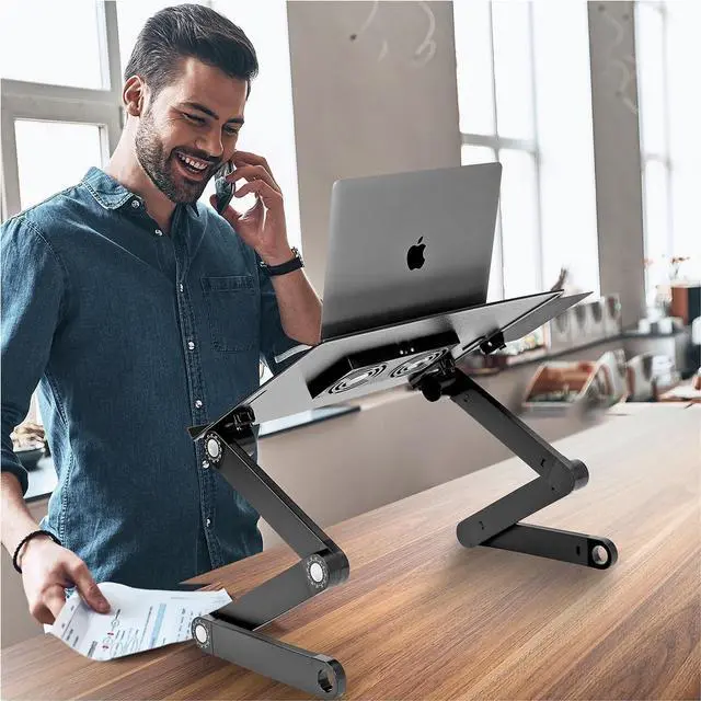 Alt view image 11 of 15 - Mount-It! Adjustable Laptop Stand with Built-In Cooling Fan | Fits Up to 17" Screens