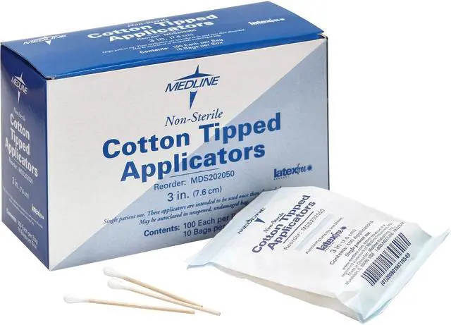 Alt view image 3 of 7 - Medline Cotton Tip Applicator 3" Nonsterile 1000/BX White MDS202050