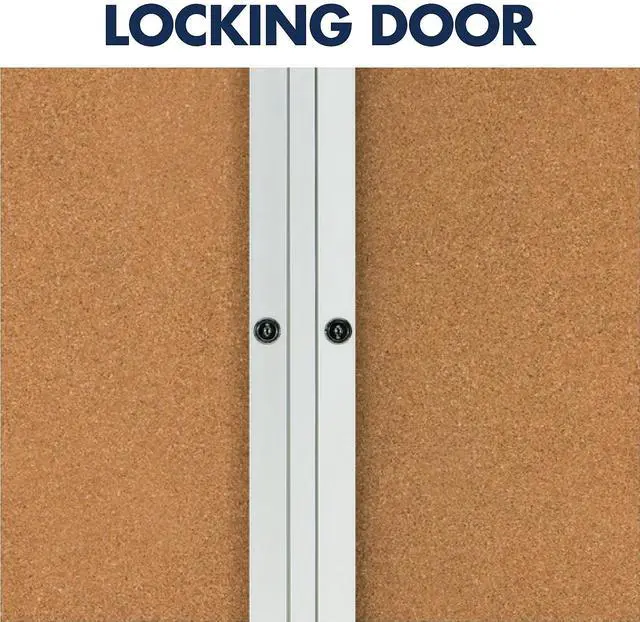 Alt view image 15 of 17 - Quartet Enclosed Bulletin Board Natural Cork/Fiberboard 48 x 36 Silver Aluminum Frame 2364