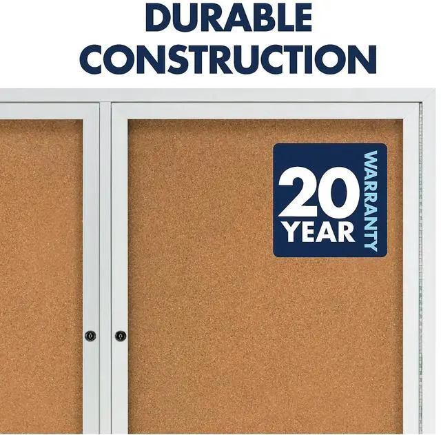 Alt view image 14 of 17 - Quartet Enclosed Bulletin Board Natural Cork/Fiberboard 48 x 36 Silver Aluminum Frame 2364